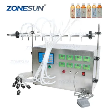 Мембранен помпа ZONESUN с 8 глави, Полуавтоматични парфюм, дезинфектант за ръце, оборудване за бутилиране на течности в малки бутилки