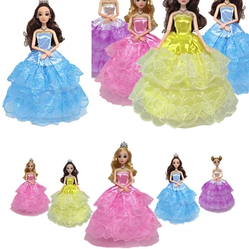 Принцеса рокля, сватбени рокли за младоженци, аксесоари за Барби, играчки 30 см, начало декор, подходящи подаръци за момичета с кукли 11,8 инча 