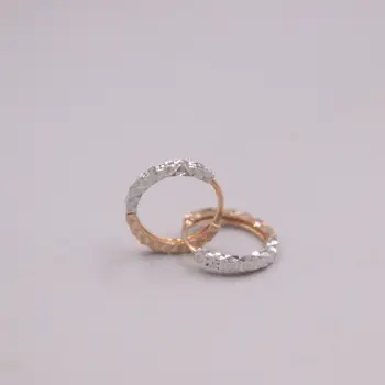 Обеци от чисто 18-каратово розово и бяло злато с пръстен 12mmDia Full Star Earrings за жени