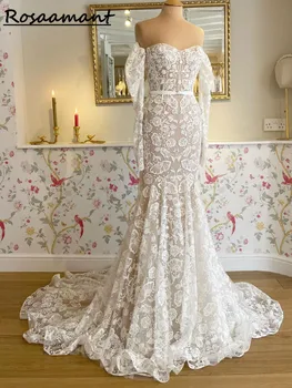 Елегантни Сватбени рокли 2023, Vestido De Новия Апликации, Ръкави, Robe De Mariee
