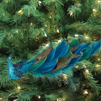 Коледни подаръци Имитация на Коледната елха, триизмерен висулка във формата на паун, занаяти, изработени от естествени пера, коледни подаръци