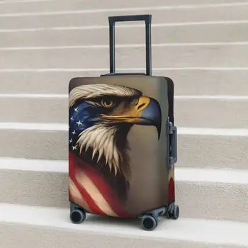 Калъф за куфара с изображение на орел, Животни, Американски флаг, Празничен бизнес еластичен калъф за багаж