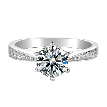 Кръгъл пръстен с кубическим цирконием Huitan Fashion Contract, дизайн с 6 нокти, Елегантни дамски пръстени сватба, подарък за годишнина, за парти бижута