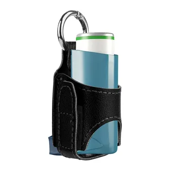 Антибактериално аерозолен спрей в кожени джоба, чанта за съхранение, изкуствена кожа, скоба за нощно инхалатор за астма за деца и възрастни