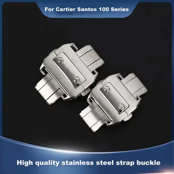 Обтегач за часовника от неръждаема стомана 316L с цип пеперуда за Cartier Santos 100 Series 18 мм и 21 мм
