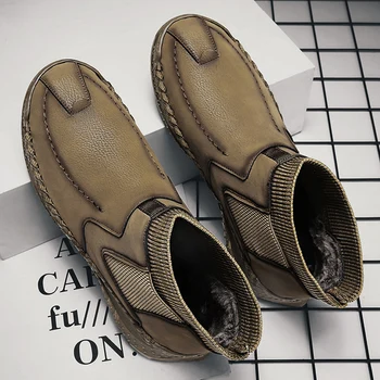 Мъжки обувки Chukka, непромокаеми кожени ежедневни ботильоны-oxfords дантела, ежедневни модельная обувки за мъже