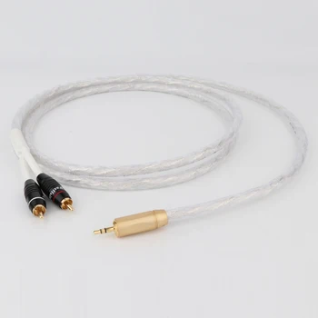 Hifi Аудио мъжки 3.5мм -2RCA с Позлатените приставка адаптер 6N аудио кабел OFC Hifi Upgrade Кабел за усилвател, CD КПР