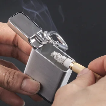 Мини преносим пепелник с капачка и ключодържател в джоба цигара в пепелника за пътуване на открито