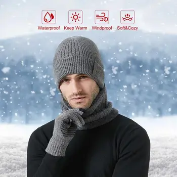 Зимен комплект аксесоари Унисекс, Ветрозащитная шапка за колоездене на открито, топли ръкавици за врата, Дебела топла еластична, устойчива на плъзгане капачка за уютен