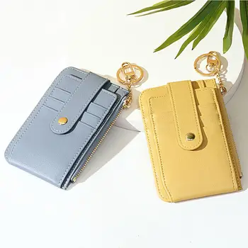 Ултратънък държач за банкови карти с анимационни дизайн от изкуствена кожа, портфейли в корейски стил, кратък клатч, дамски портмонета с веригата за ключове