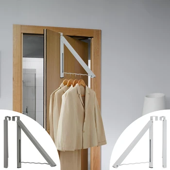 Нова закачалка от 2 теми над вратата метална сгъваема закачалка за дрехи с тегло 20 килограма, сгъваема сушилня за дрехи на една штанге