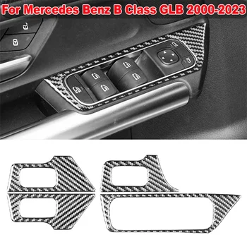 Бутон за повдигане на стъкло в купето на автомобила, Декоративна стикер на панела за управление за Mercedes Benz B Class GLB 2000-2023 от настоящето въглеродни влакна