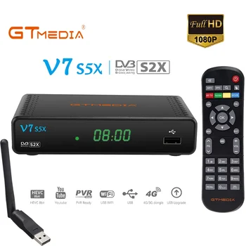 GTMEDIA V7 S5X Сателитен ТЕЛЕВИЗИОНЕН приемник DVB-S/S2X H. 265 (8 бита) Mgcamd CS IKS Biss Ключа Поддържа YouTube HD 1080P от USB WIFI