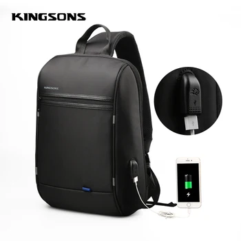 Kingsons Мъжки 13-Инчов Нагрудная Чанта, Черна Чанта На Едно Рамо С USB зареждане, Непромокаеми Найлонови Торби През Рамо, Чанти-незабавни посланици