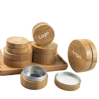 5 бр./лот бамбук дървени опаковки за козметика алуминиев контейнер банките е козметична опаковка разделят бутилка дървена капачка за бутилка