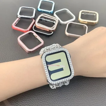 Подходящ за Apple двухрядный калъф за часовници с диаманти Apple Watch 8 7 6 SE 5 432 бр. Защитен калъф с диаманти от падане