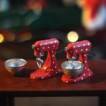 Миксери за миниатюрни мебели в кукла къща 1:12, модел червено миксер bosch.между-миксер в рождественском стил, Коледна украса, Декор сцени печене в кухнята