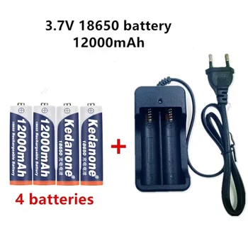 Батерия 18650 Акумулаторна батерия с Капацитет от 3,7 В 18650 12000 mah Литиево-йонна акумулаторна батерия за фенерче + зарядно устройство