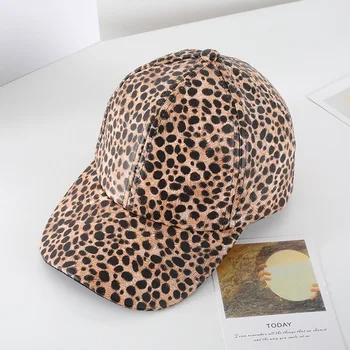 Нова бейзболна бейзболна шапка от изкуствена кожа с леопардовым модел, есенни и зимни улични модни шапки в стил хип-хоп, мъжки и дамски шапки
