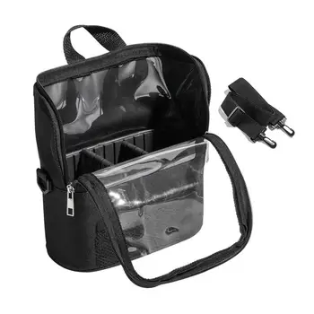 Чанта за четки за грим, Универсална чанта голям за гримьор с регулируем колан, презрамка с прозрачен прозорец за по-удобно