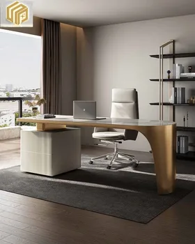 Луксозен desk, италиански минималистичен компютърна маса в стила рок, модерен минималистичен офис бюро, работно бюро висок клас