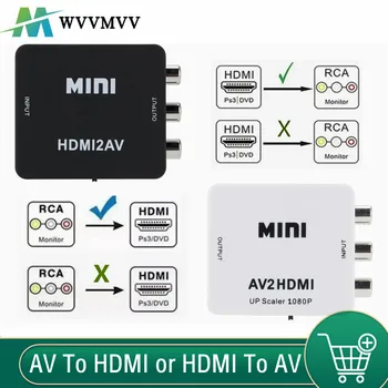 Конвертор HDMI-съвместим С AV RCA CVSB L / R Video Scaler Поддържа NTSC PAL HD 720P/1080P Адаптер, съвместим с AV RCA, HDMI
