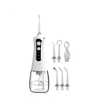 Стоматологичен иригатор за устната кухина, нитевдеватель за почистване на зъбите, 5 дюзи, 3 режима, USB, Акумулаторна батерия, B