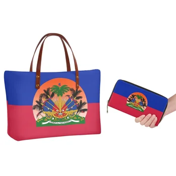 FORUDESIGNS/ Дамска чанта-портфейл с цип, С Дълга Цепка, Дизайн Хартата Хаити, Модни Комбинирана чанта, Лесна чанта За момичета
