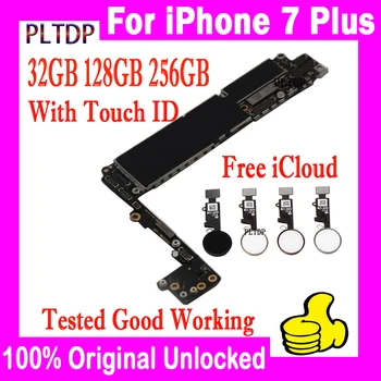 Оригиналната акаунт No ID На Дънната платка iPhone 7 Plus С/With Touch ID Fingerprint Clean iCloud Logic Board 32GB 128GB