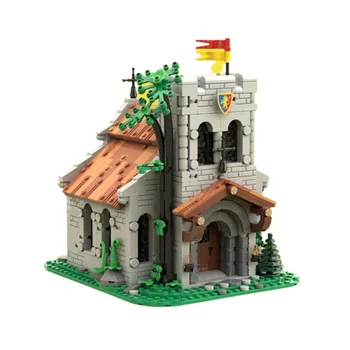 MOC Църква Крал Лъв Лъвов щит на Старинен средновековен архитектурен блок с изглед към улицата Креативна детска играчка 