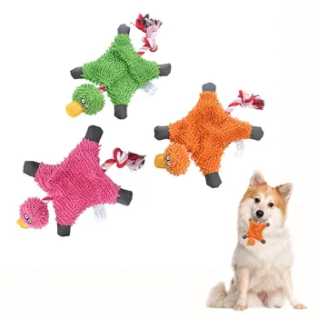 Прекрасен комплект за домашни любимци, сладък плюшен играчка за кучета Papa Duck с въже, играчки за кучета, които са устойчиви на укусам, Коледни подаръци