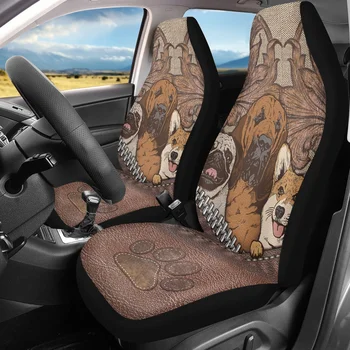 Универсални капаци за предните седалки на автомобила, кожени, с 3D-дизайн, устойчиви на хлъзгане, трайни Защитни покривала за автомобилни седалки, комплект от 2 меки материали