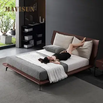 Двойно легло в италиански стил за главната спалня, Проста дизайнерски мебели, висок клас, минималистичная легло Queen-Size