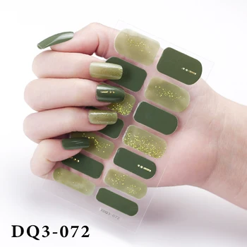 3D модни зелени стикери за нокти, стикери с пълно покритие, декоративни стикери за жени, козметични самозалепващи стикери за нокти, приемаме директна доставка