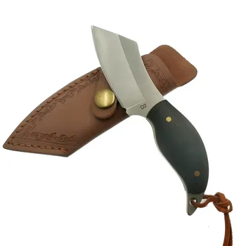 Dropship D2 Стоманена кухненски нож за нощуване на открито Нож с фиксирано острие EDC Малки ножове с эбонитовой дръжка В обвивка