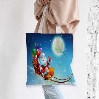 Коледна чанта История на изкуството, чанта-тоут за жени, холщовая луксозна чанта за пазаруване, Тъканно чанта с принтом, за многократна употреба дизайн на лого