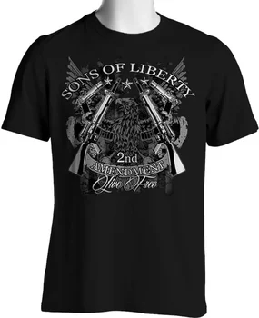 Забавна Тениска с 2-та Поправка, Sons of Liberty Weapons от 100% памук Кръгло деколте, Лятна Ежедневната Мъжка тениска С къс ръкав, Размер S-3XL