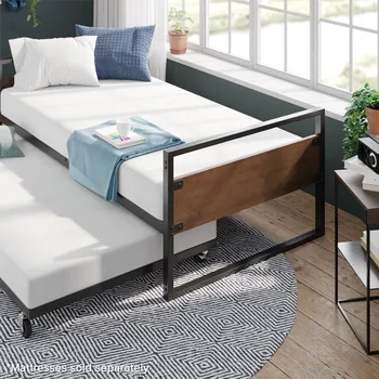 Матрак, метален разтегателен диван с колела, опора от стоманени ленти, лесно се монтира, двойно легло, мек матрак