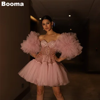 Мини рокли за бала Booma Pink, тюлевые коктейлни рокли с пайети и рюшами, сватбена рокля в стил сладък партита, вечерна рокля за абитуриентски бал, рожден Ден