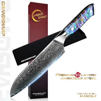 Grandsharp Дамасские кухненски ножове Японски Нож Сантоку 67 слоеве Дамасской са се превърнали в Професионални инструменти за приготвяне на суши и Сашими