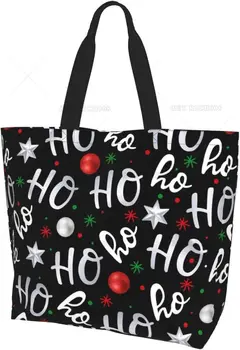 Коледна дамска чанта-тоут във формата на снежинка с Дядо Коледа, голяма чанта през рамо, чанта с горната дръжка за пазаруване, фитнес, работа
