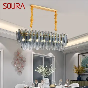 Правоъгълна подвесная полилей SOURA, домашен led лампа в стил постмодерното за дневна-трапезария