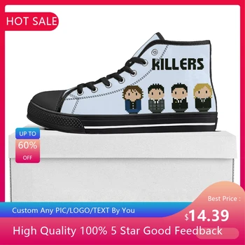 The Killers Rock Band Високи Висококачествени маратонки Мъжки, Дамски и Юношеските парусиновые маратонки и Ежедневни обувки за чифт Обувки по поръчка цвят Черен
