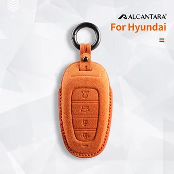 Автомобилни Аксесоари От Алькантары Key Fob Case Cover употреба За Hyundai Azera Santa Fe Solaris Elantra КОНА KAUAI Grandeur IG Accent