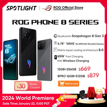 2024 Световната премиера на ASUS ROG Phone 8 Snapdragon 8 Gen 3 5G Смартфон 6,78 