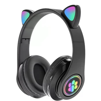 Слот слушалки с красиви уши B39, Bluetooth-съвместима безжична слушалка с микрофон, стереомузыка, сгъваема слушалки (черен)