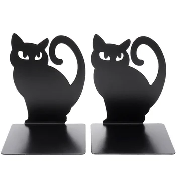 2 Броя Поставки За Книги Black Cat Поставка За Файлове Настолни Края На Рафтове Органайзер За Четене На Метална Стойка За Книги Притежателите На Декоративно Желязо