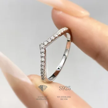 Модни сватбени пръстени с муассанитом D-цвят и диамантени бижута за жени, годежни пръстени от сребро проба 925, бижута, луксозен качество