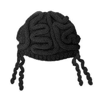 BomHCS Смешни Brain Hat Топли мъжки и дамски шапки-бини ръчно изработени