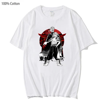 Аниме Токио Отмъстителите Тениска Red Moon Графична Риза 100% Памук Мъжки Дрехи Harajuku Върховете Мъжки Ежедневни Градинска Облекло На Жените Y2k Tee